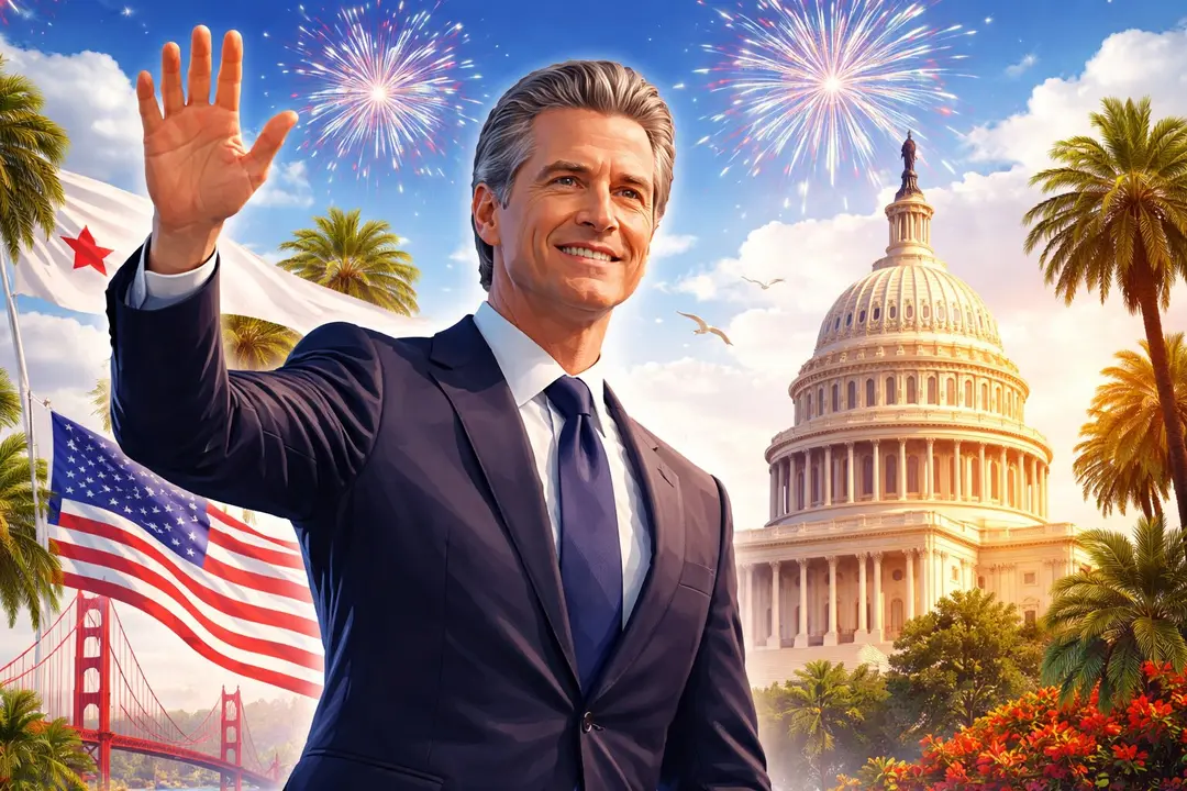 Ilustración de Gavin Newsom. / Mundiario