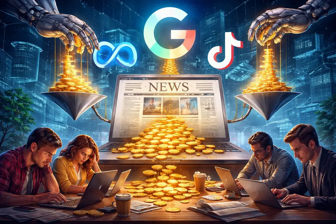 Una ilustraci&oacute;n sobre el periodismo digital y las plataformas. / Mundiario