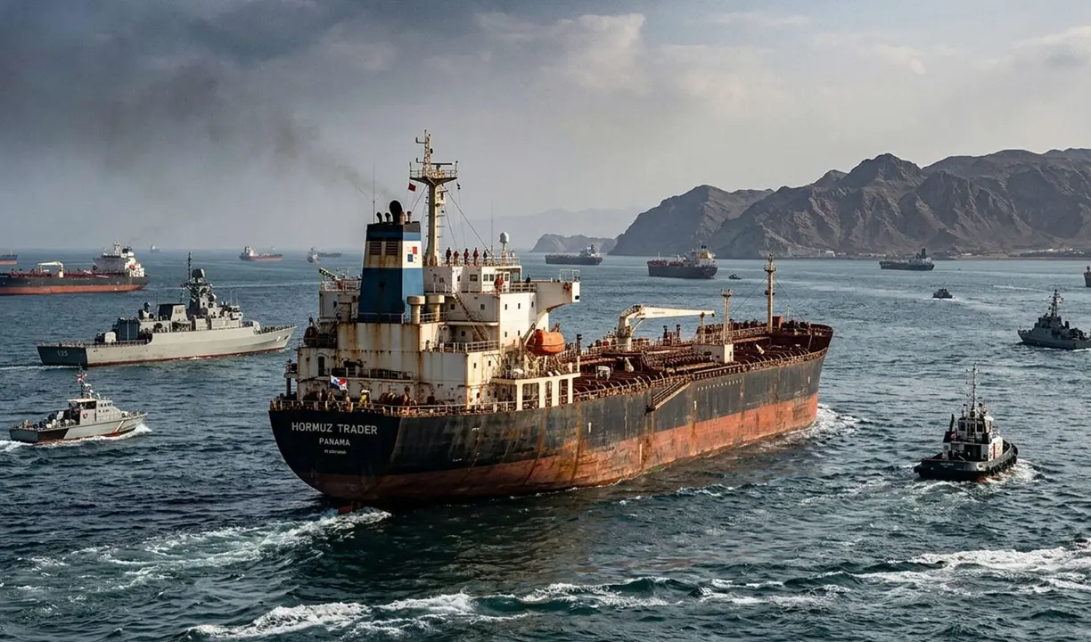 Buques de guerra escoltan a los petroleros. / IA