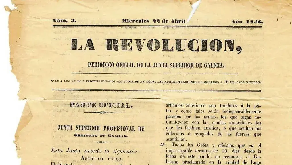 Cabeceira do terceiro n&uacute;mero de La Revoluci&oacute;n. / Cortes&iacute;a dos herdeiros de Xos&eacute; Mar&iacute;a &Aacute;lvarez Bl&aacute;zquez