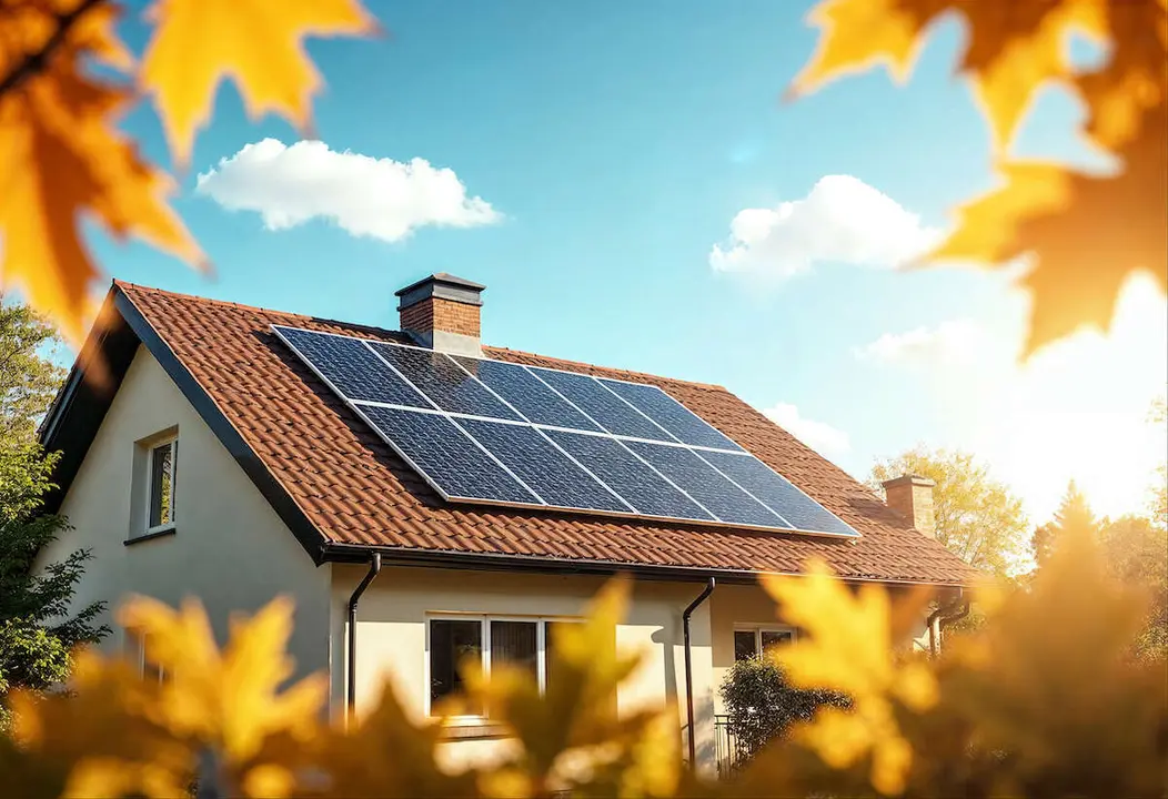 Casa con placas solares. / Freepik