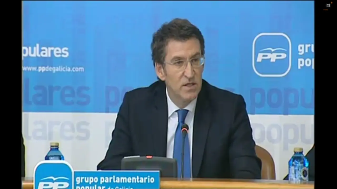Alberto N&uacute;&ntilde;ez Feij&oacute;o, durante su rueda de prensa televisada.