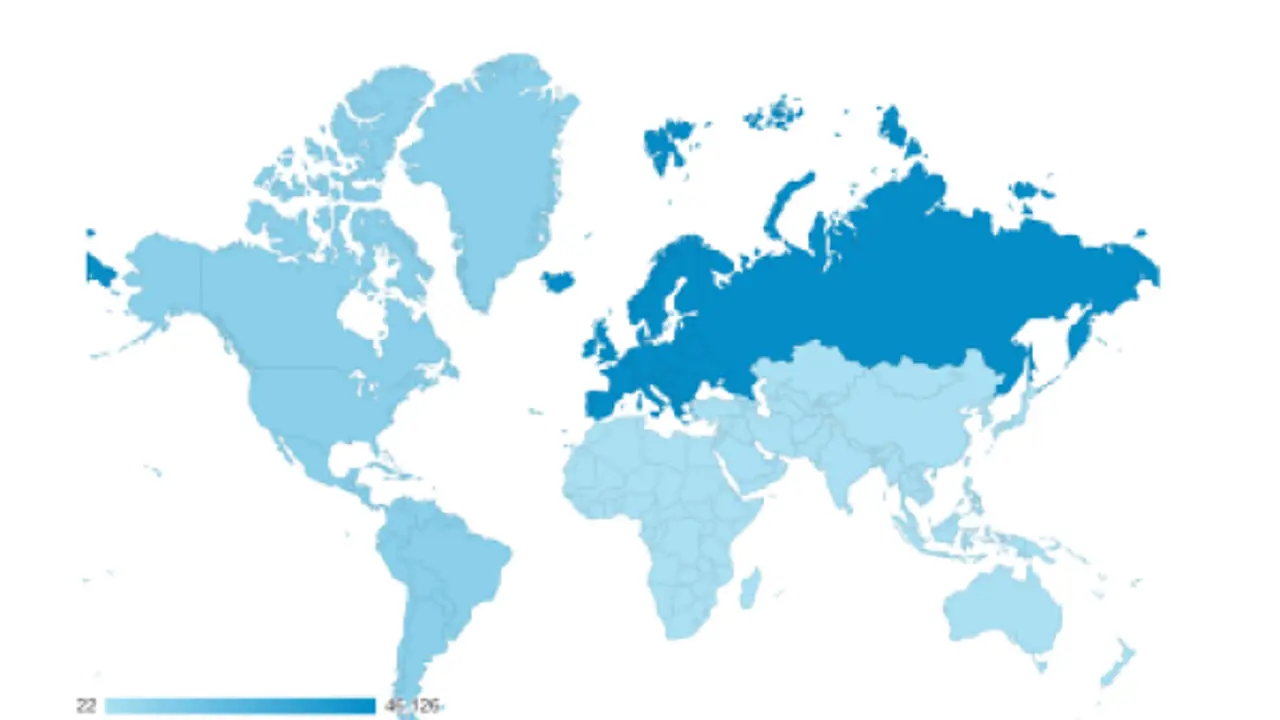 Posici&oacute;n de MUNDIARIO seg&uacute;n las visitas recibidas de cada continente / Google Analytics