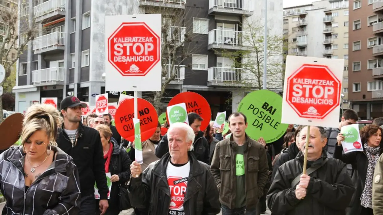 Protesta contra los desahucios en Espa&ntilde;a.