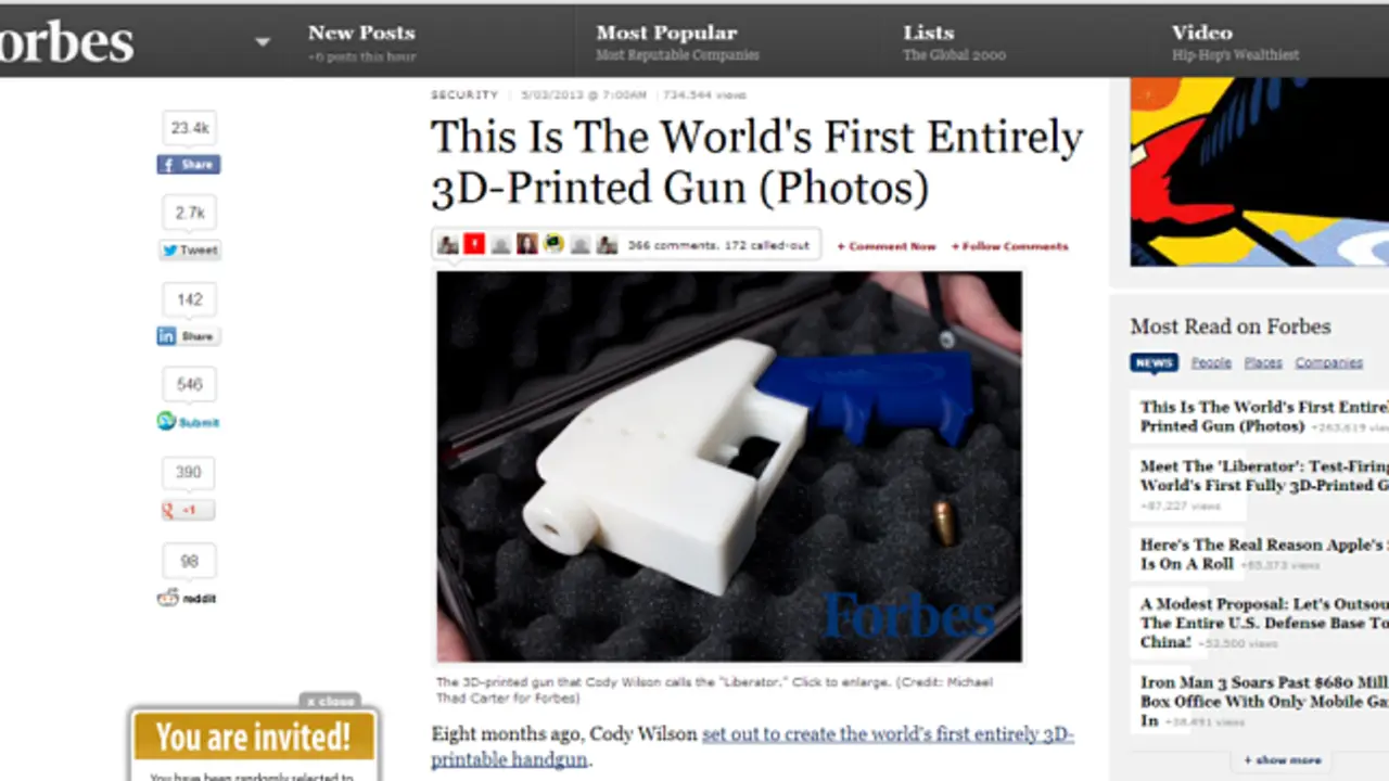 'Forbes' publica una foto de la  pistola Liberator.