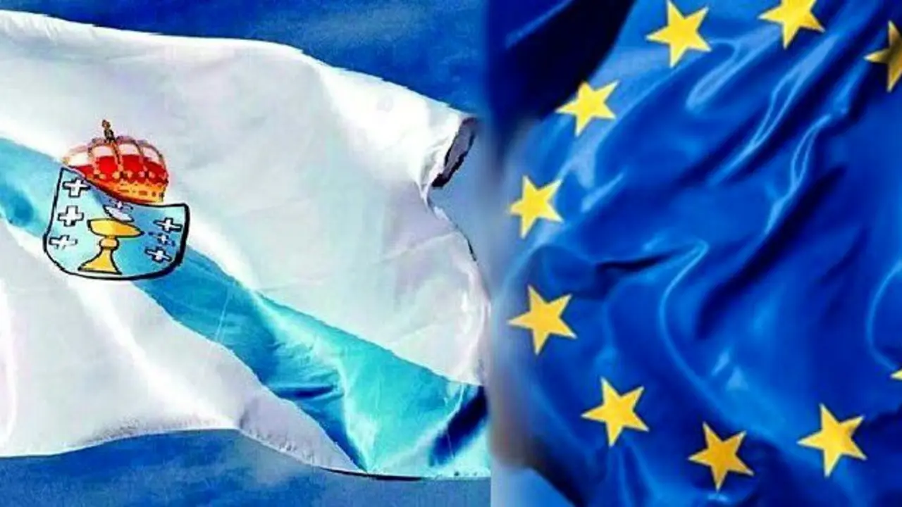 Banderas de Galicia y de Europa.