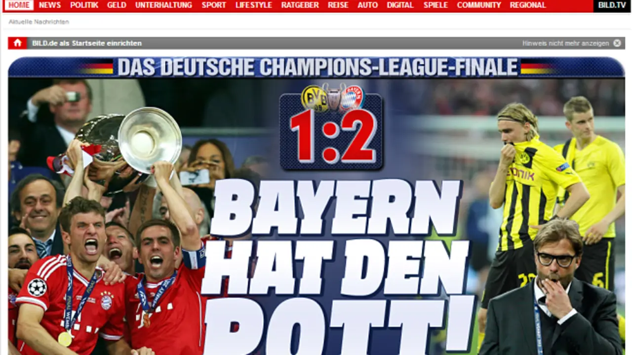 La final de la Champions, en la web de 'Bild'.