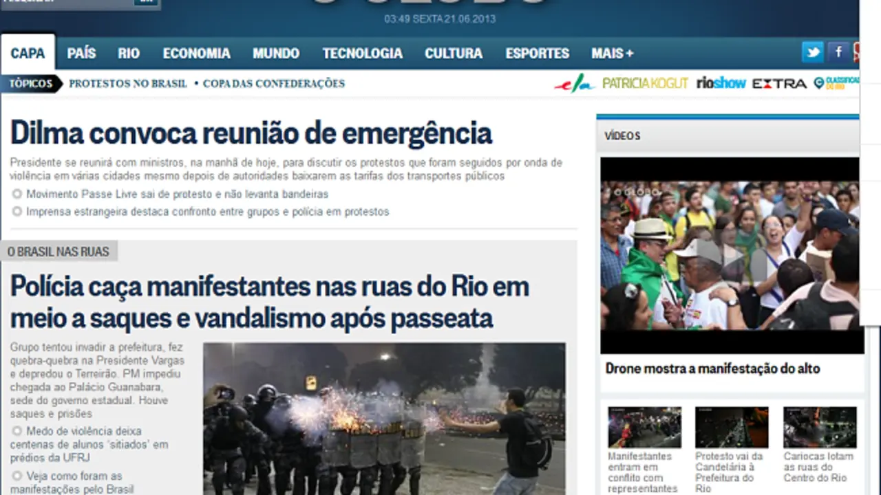 Reveladora p&aacute;gina 'home' del influyente peri&oacute;dico brasile&ntilde;o 'O Globo'.
