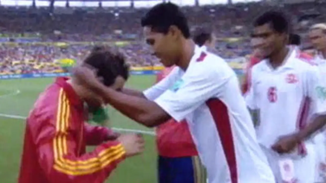 Imagen de Telecinco del Espa&ntilde;a-Tahit, que acab&oacute; en goleada.