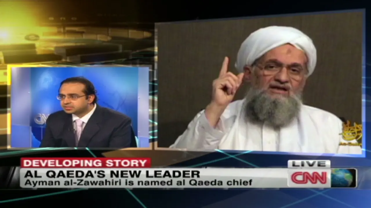 Imagen del l&iacute;der de Al Qaeda Ayman al Zawahiri. / CNN.