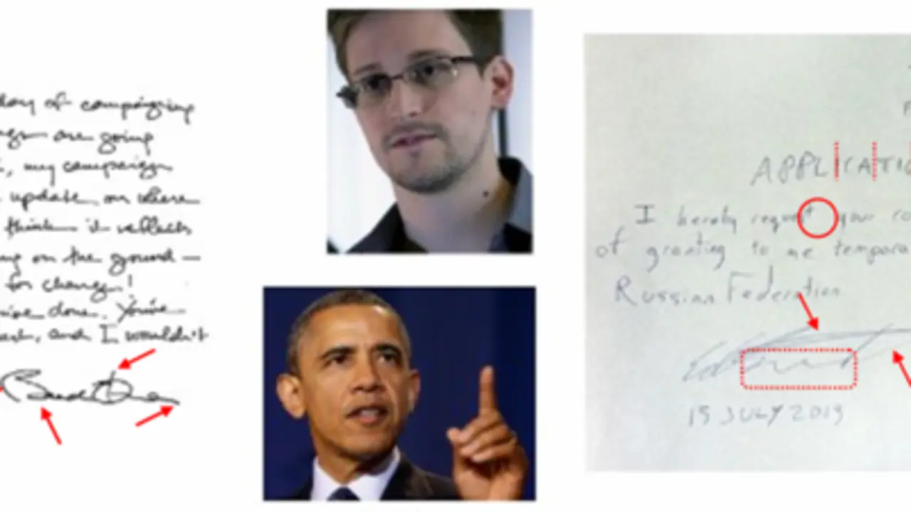 Principales rasgos morfol&oacute;gicos de la graf&iacute;a de Edward Snowden y Barack Obama