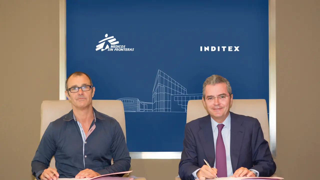 Firma del convenio entre M&eacute;dicos sin Fronteras e Inditex.