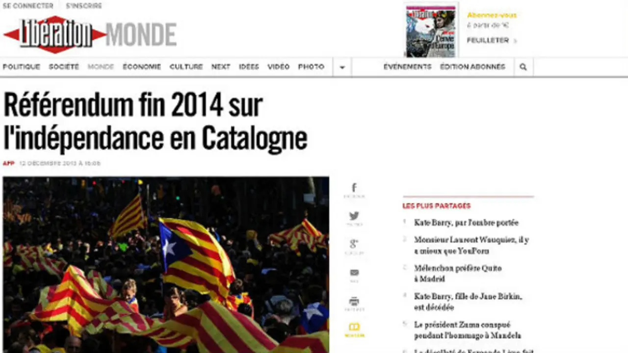 La noticia del anuncio de una consulta en Catalu&ntilde;a, en un diario franc&eacute;s.