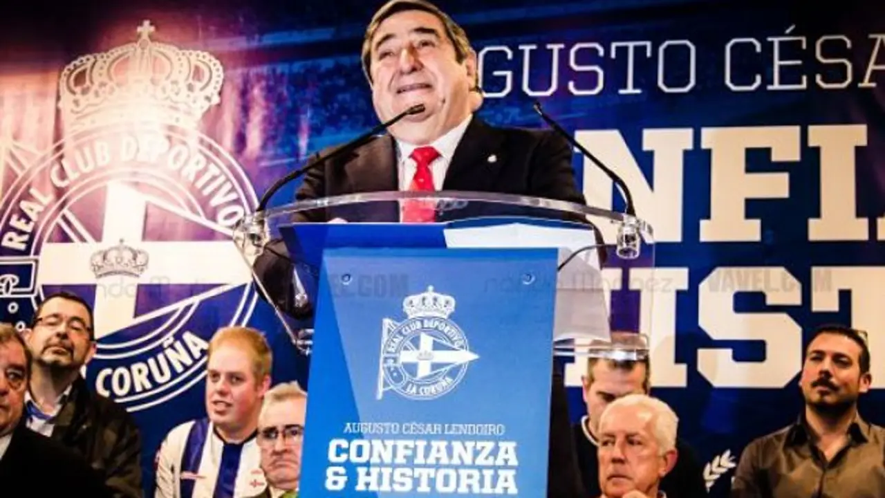 Augusto C&eacute;sar Lendoiro presenta su candidatura a la reelecci&oacute;n como presidente del Deportivo de La Coru&ntilde;a. 