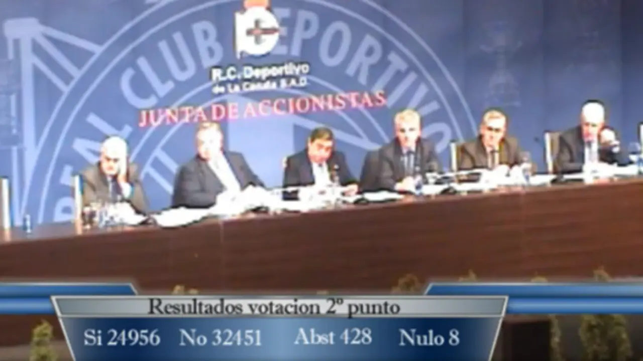Captura de la se&ntilde;al de televisi&oacute;n de SportDepor, que retransmiti&oacute; la junta del Deportivo. 