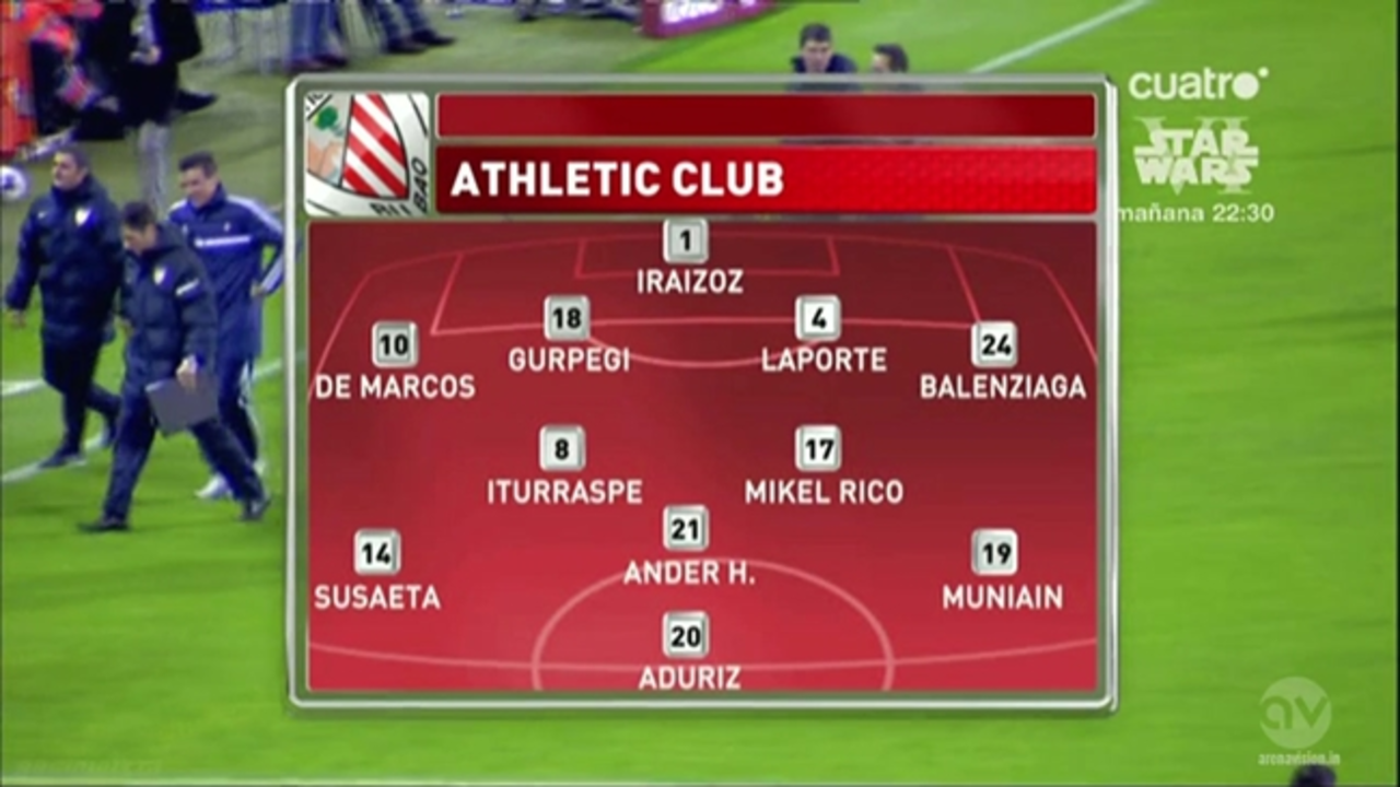 Captura televisiva de un partido del Athletic un lunes