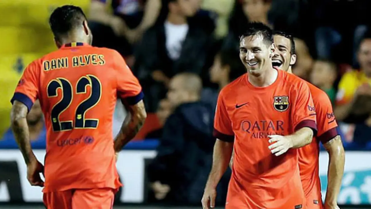 Messi, sonriente, en el 'Ciutat de Valencia' el pasado domingo. EFE