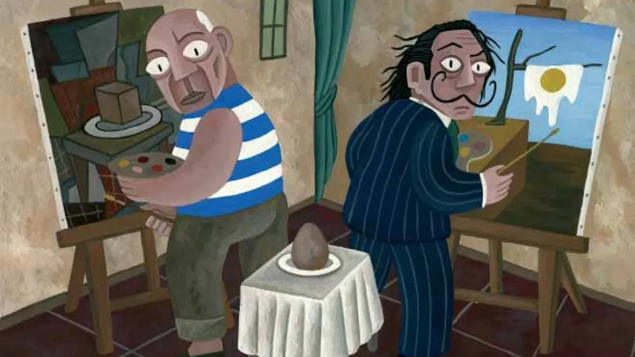  Picasso, Dal&iacute; y el huevo  /  Dibujo de David Vela - Espa&ntilde;a