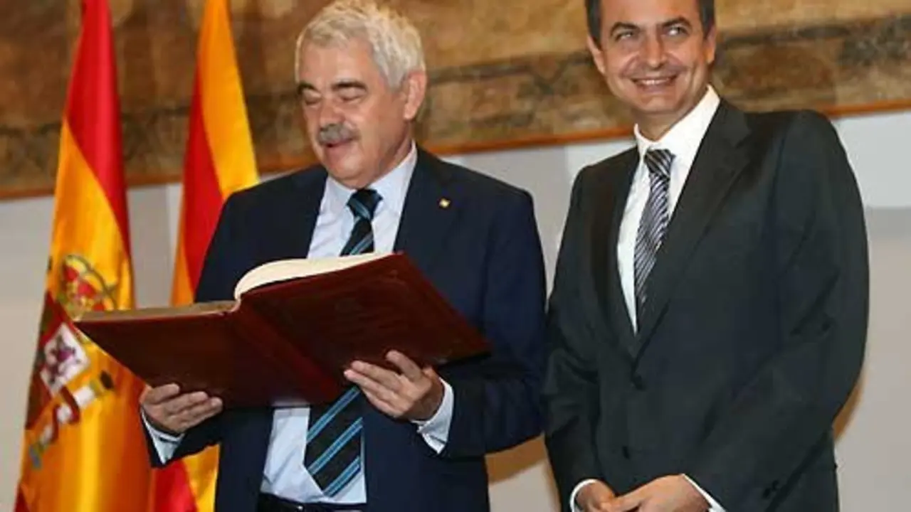 Los ex presidentes Maragall y Zapatero.