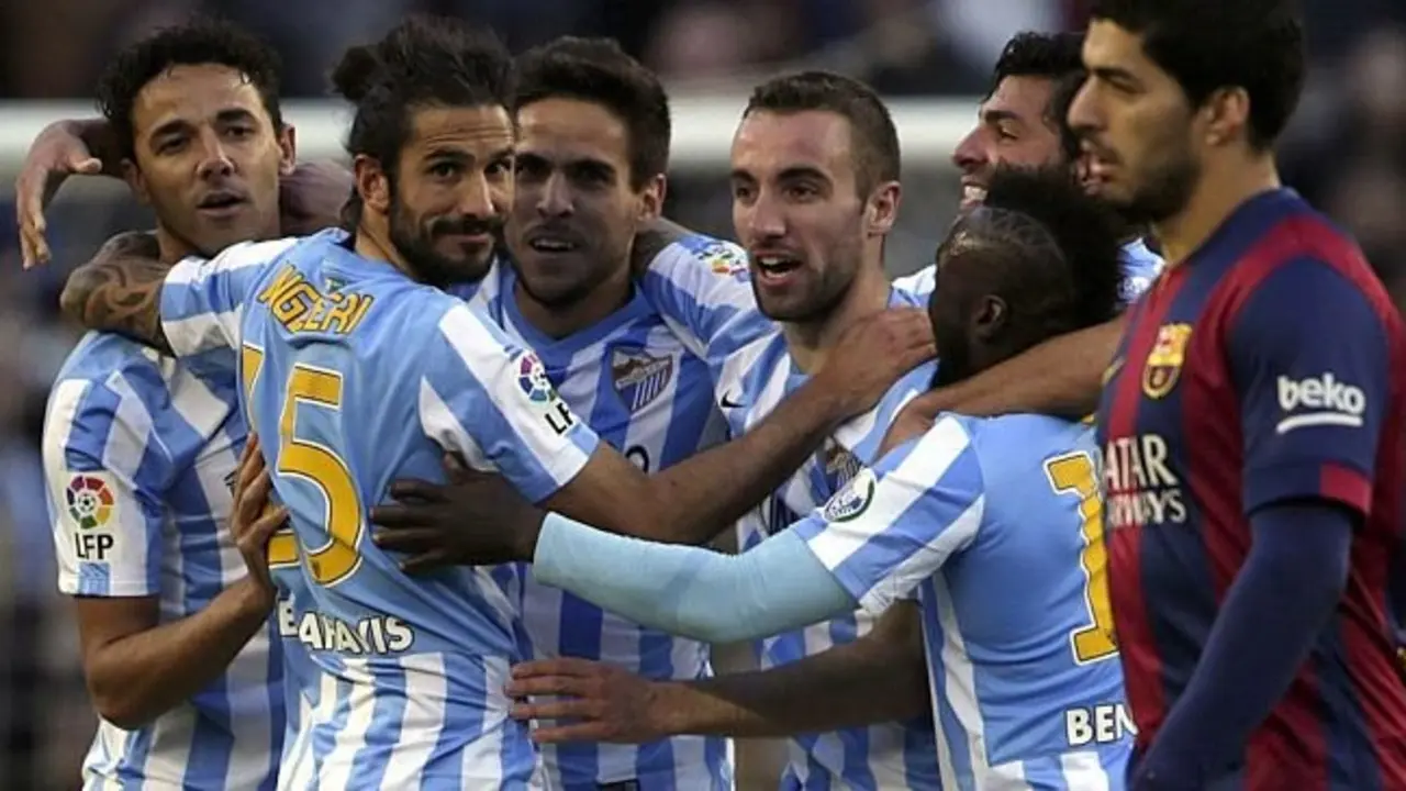 El M&aacute;laga venci&oacute; con justicia en el Camp Nou. / RTVE.