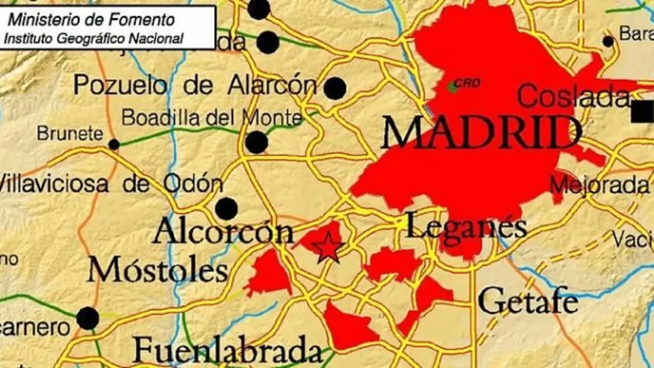 Epicentro del temblor en Madrid. 