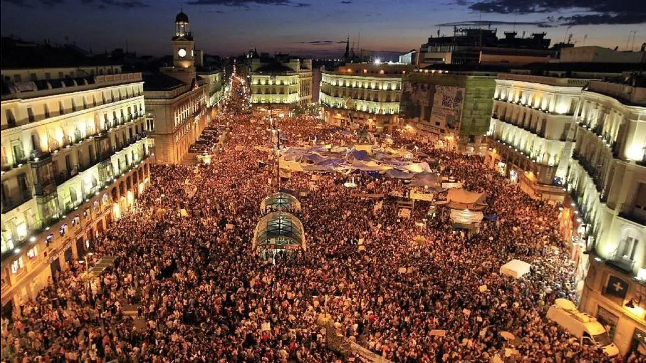 Concentraci&oacute;n del 15-M en Sol, en Madrid.