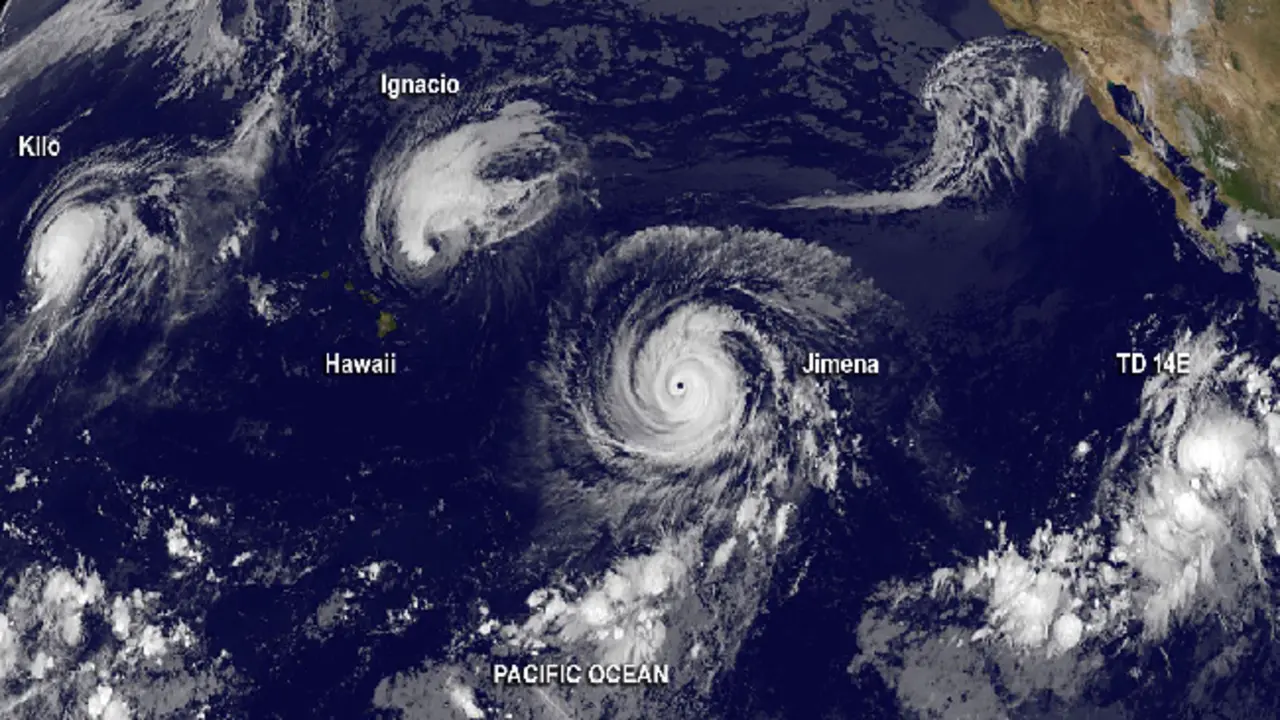 Cuatro ciclones tropicales simult&aacute;neamente en el Oc&eacute;ano Pac&iacute;fico/ NASA/NOAA GOES Project