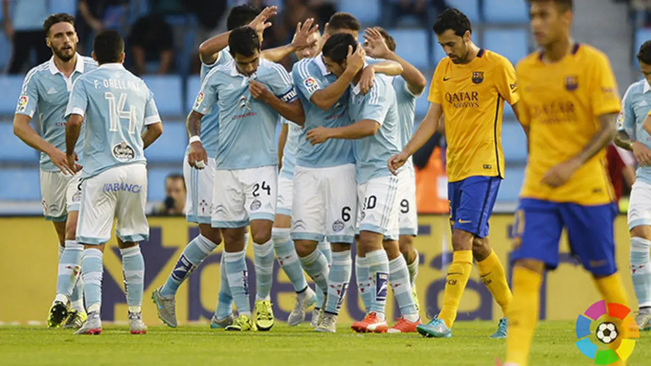 Jugadores del Celta y del Barcelona. / celtavigo.net