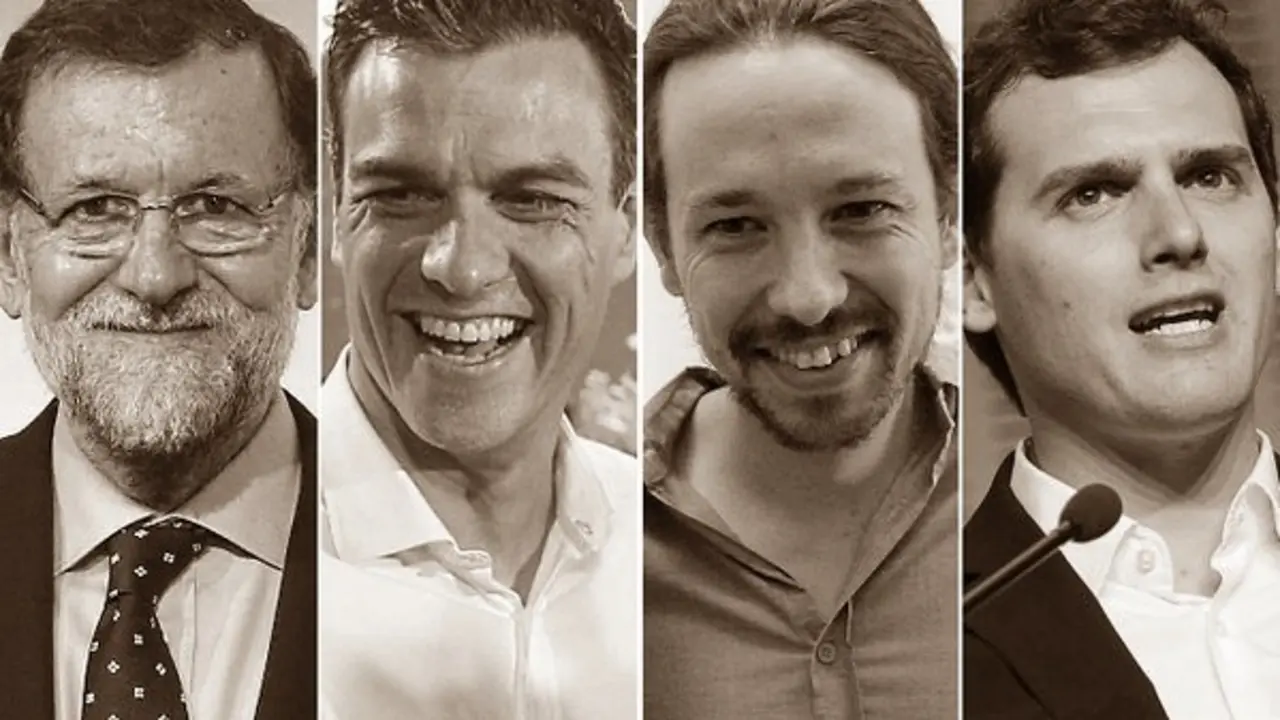 Mariano Rajoy, Pedro S&aacute;nchez, Pablo Iglesias y Albert Rivera.