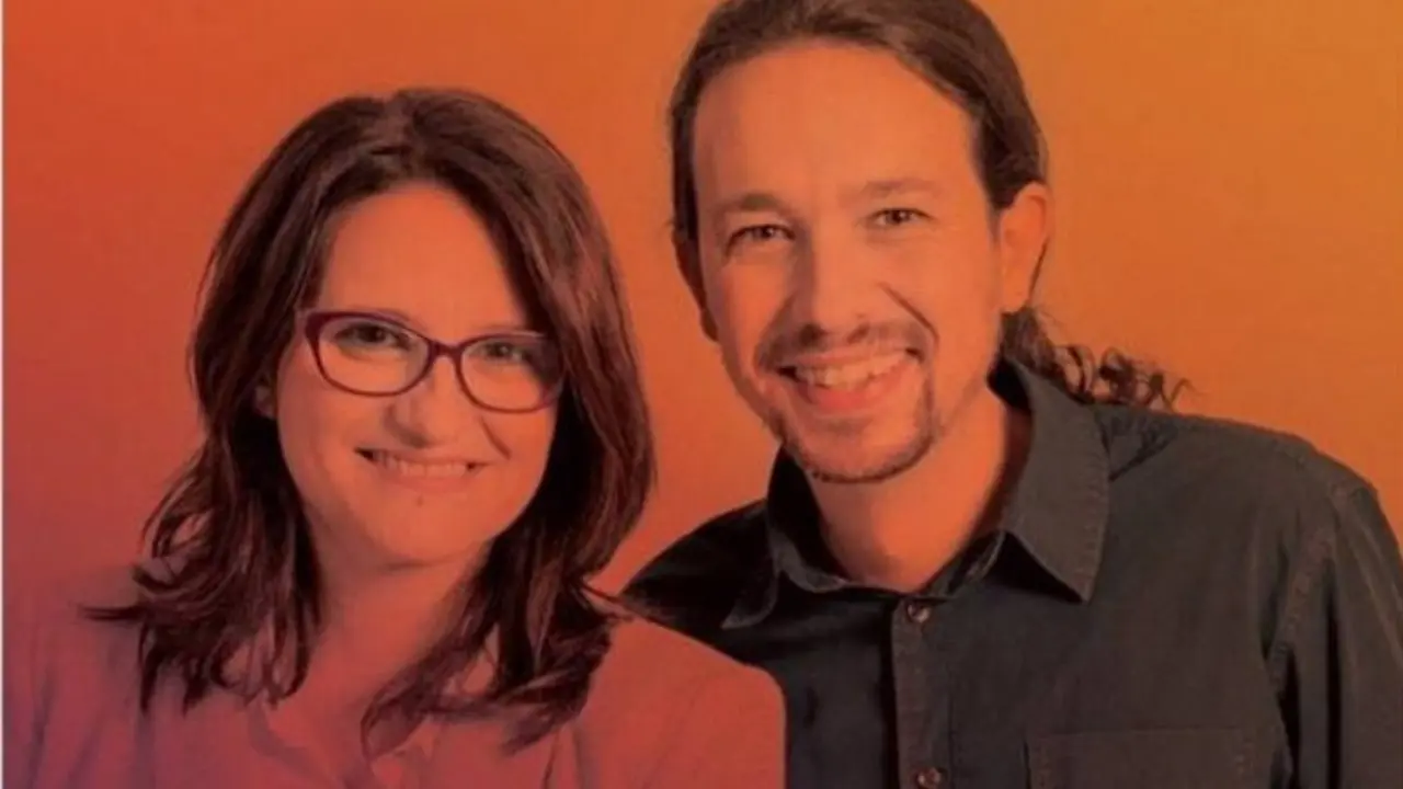 Cartel electoral con Mónica Oltra y Pablo Iglesias.