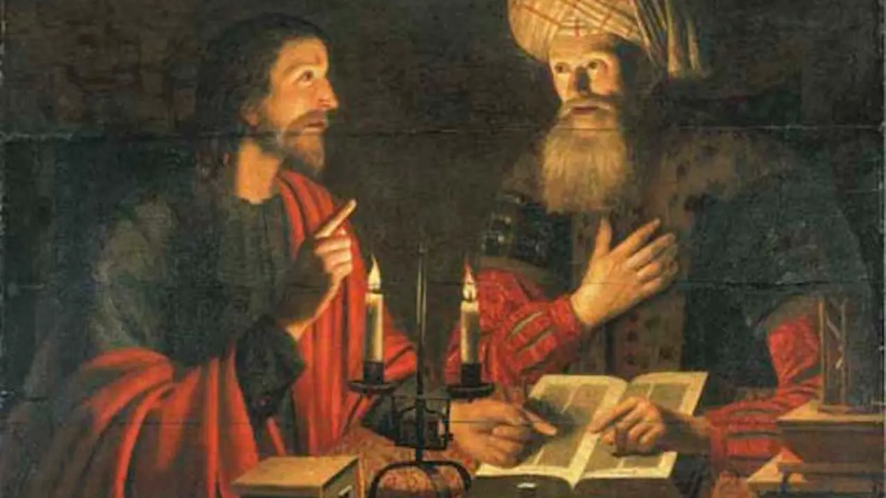 Cristo enseña a Nicodemo, obra de Crijn Hendricksz.