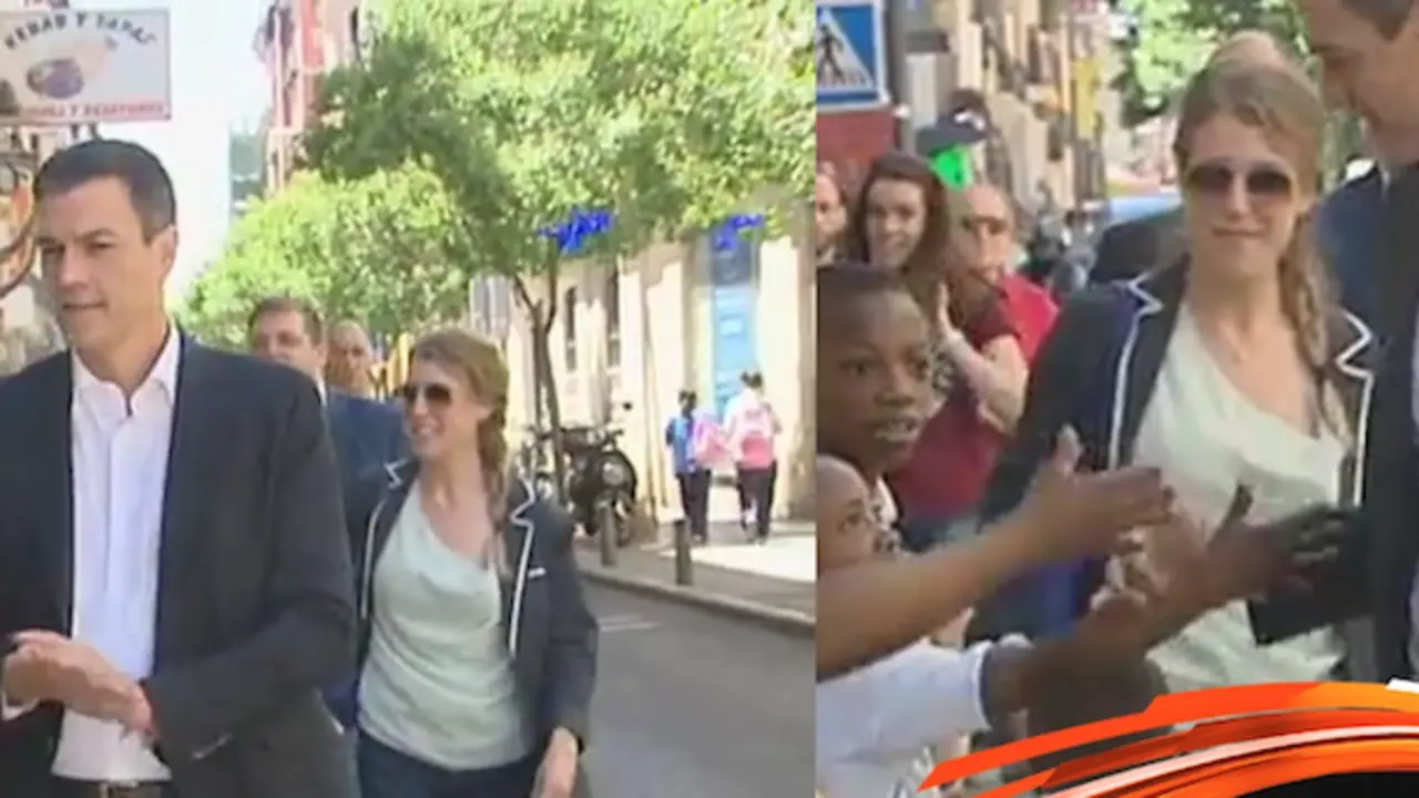 Pedro Sánchez se limpia la mano tras saludar a un niño negro. / Youtube