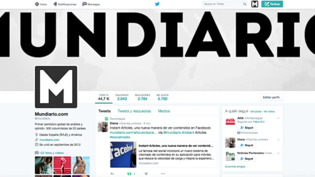 Captura del Twitter de Mundiario. / Twitter