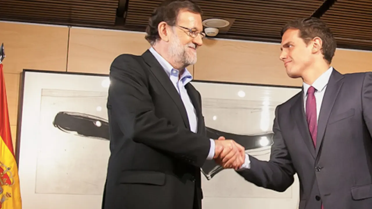 Mariano Rajoy y Albert Rivera en la reuni&oacute;n mantenida el jueves 18 de agosto. / @Congreso_ES