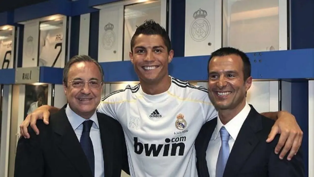 Florentino Perez, Cristiano Ronaldo, Jorge Mendes. / RRSS
