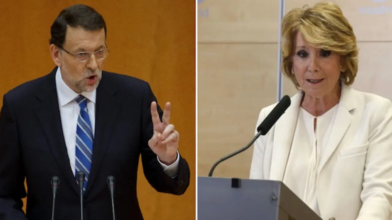 Rajoy en su comparecencia por el caso Barcenas y Aguirre anunciando su dimisión.