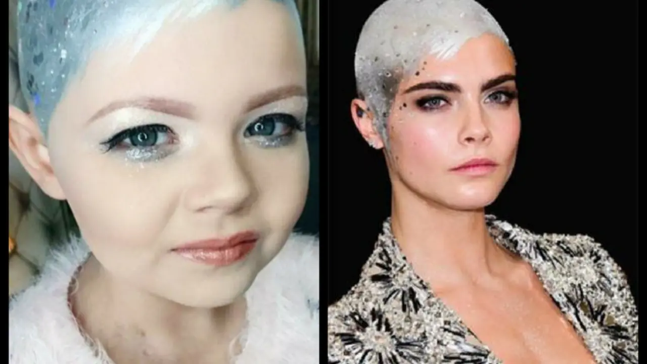 Brooklyn, ni&ntilde;a con c&aacute;ncer y Cara Delevingne, actriz y modelo. Instagram y Pinterest.
