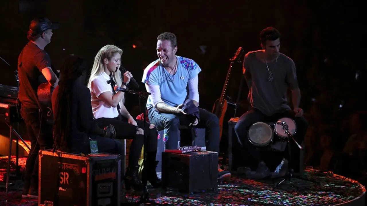Shakira y Chris Martin cantando juntos en el Global Citizen, Hamburgo, 2017. / ElEspectador.com