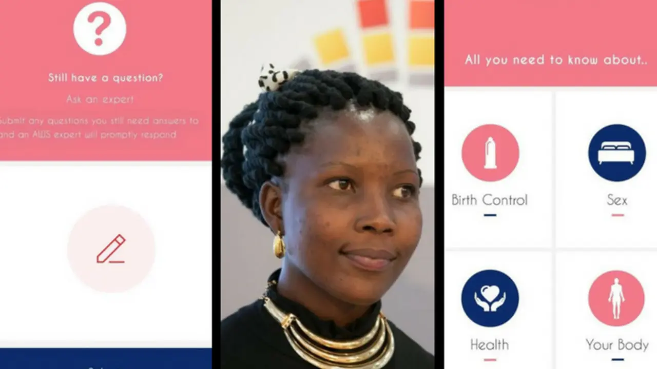 Ask Without Shame y Ruth Nabembezi, creadora de la app. Google Play y Broadly.