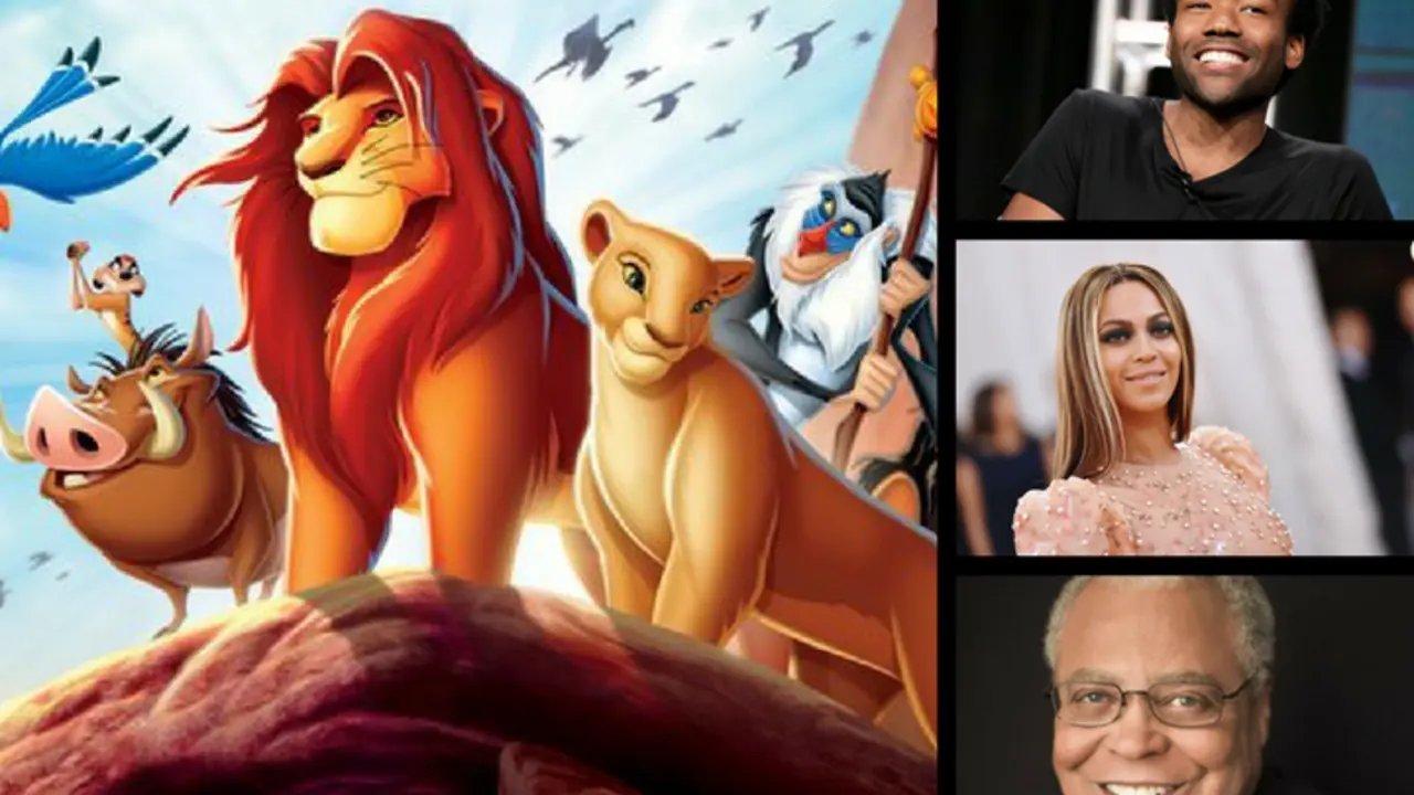 El rey le&oacute;n, Donald Glover, actor; Beyonc&eacute;, cantante; y James Earl Jones, actor. Disney, Billboard y RR SS.