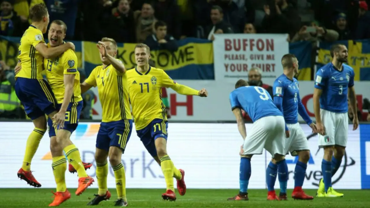 Suecia celebra la victoria ante Italia. / RRSS