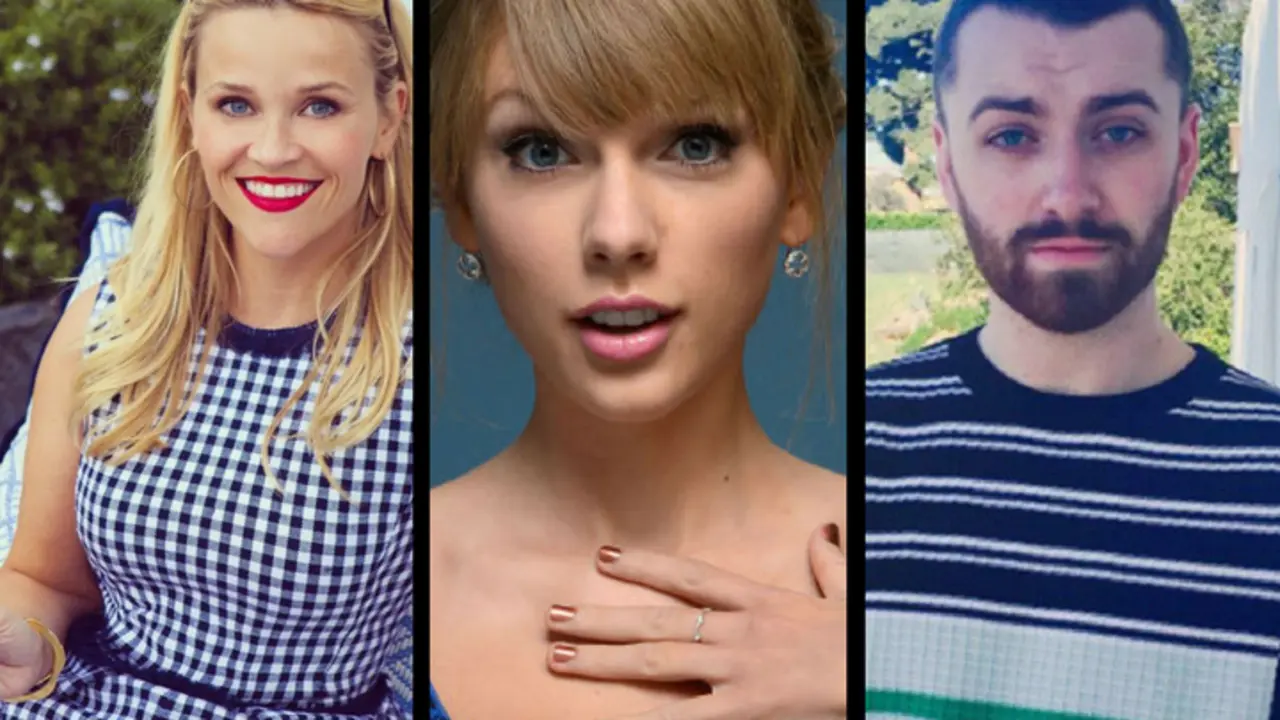 Reese Witherspoon, actriz; Taylor Swift, cantante; y Sam Smith, cantante. Instagram y Pinterest.