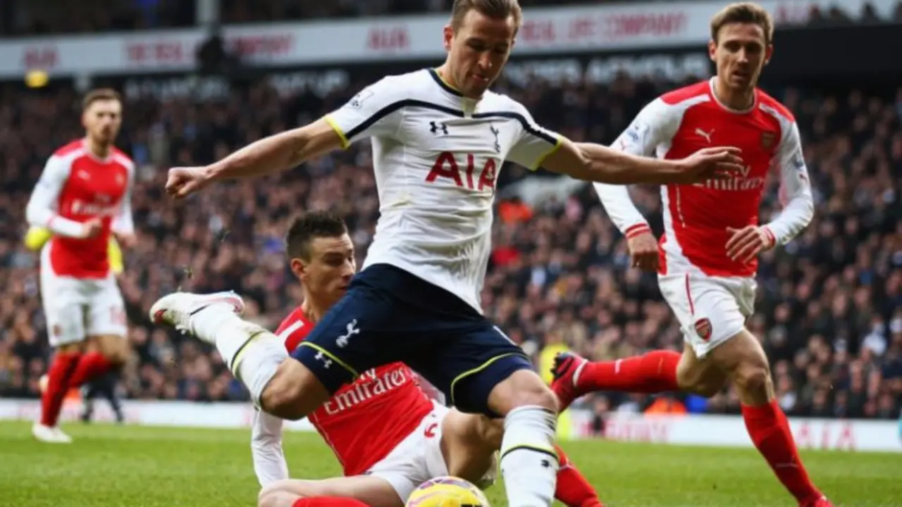 Harry Kane ante la defensa del Arsenal. / RRSS