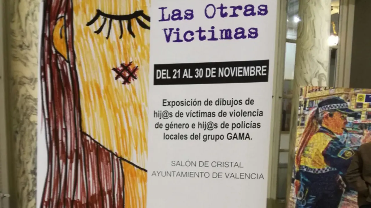 Aviso de exposici&oacute;n de dibujos hechos por ni&ntilde;os de v&iacute;ctimas de violencia.