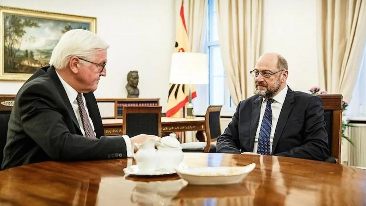 Frank-Walter Steinmeier y Martin Schulz en un encuentro bilateral. / Twitter.