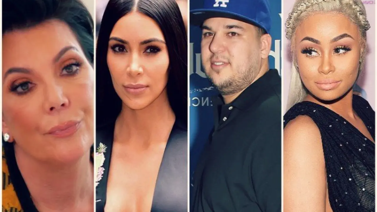 Kris Jenner, empresaria; Kim Kardashian, empresaria; Rob Kardashian, empresario; Blac Chyna, modelo y empresaria. RR SS