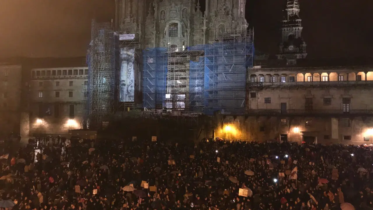 La protesta del 8-M en Compopstela.