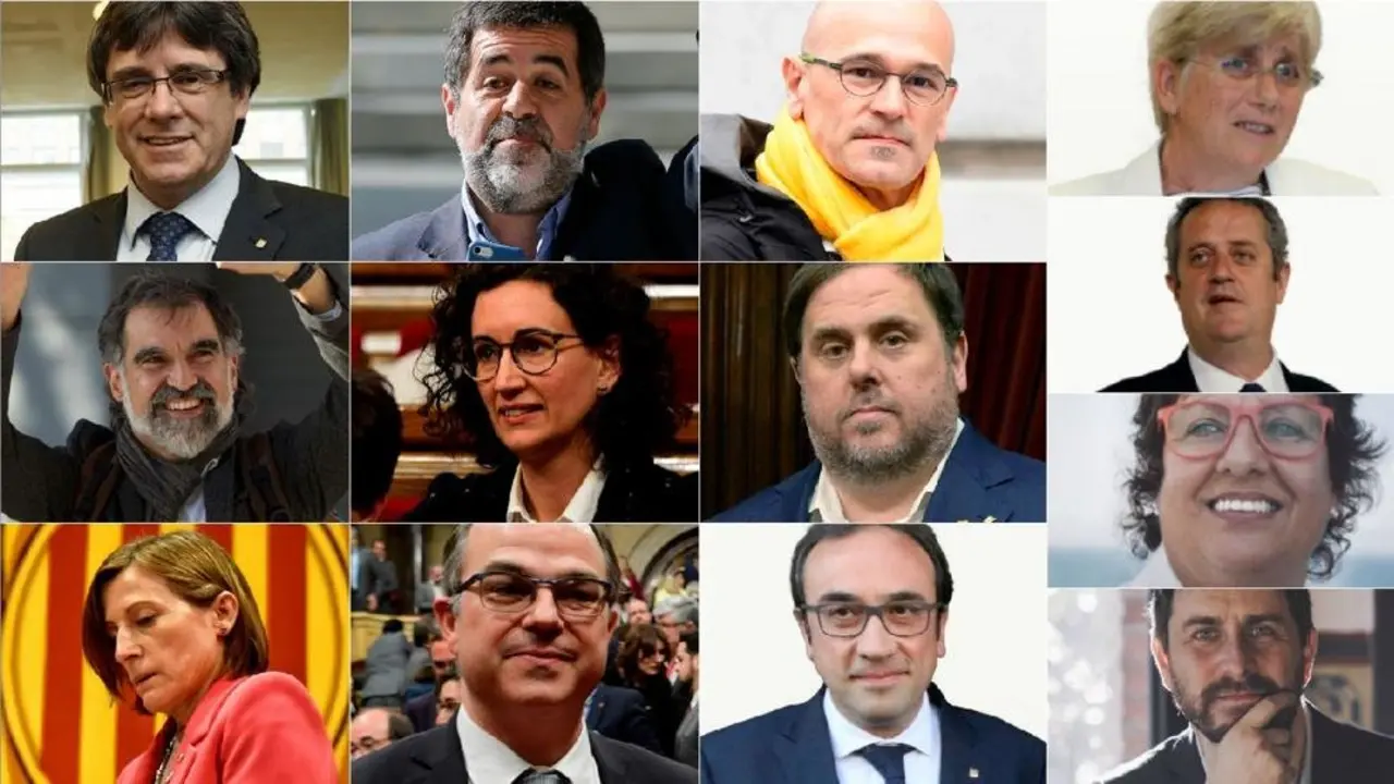 Los 13 líderes independentistas procesados por rebelión por el Tribunal Supremo. / L. V.