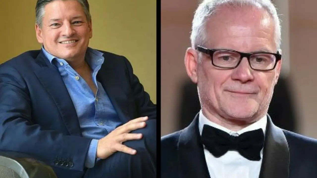 Ted Sarandos, presidente de Netflix; y Thierry Fr&eacute;maux, presidente del Festival de Cannes.