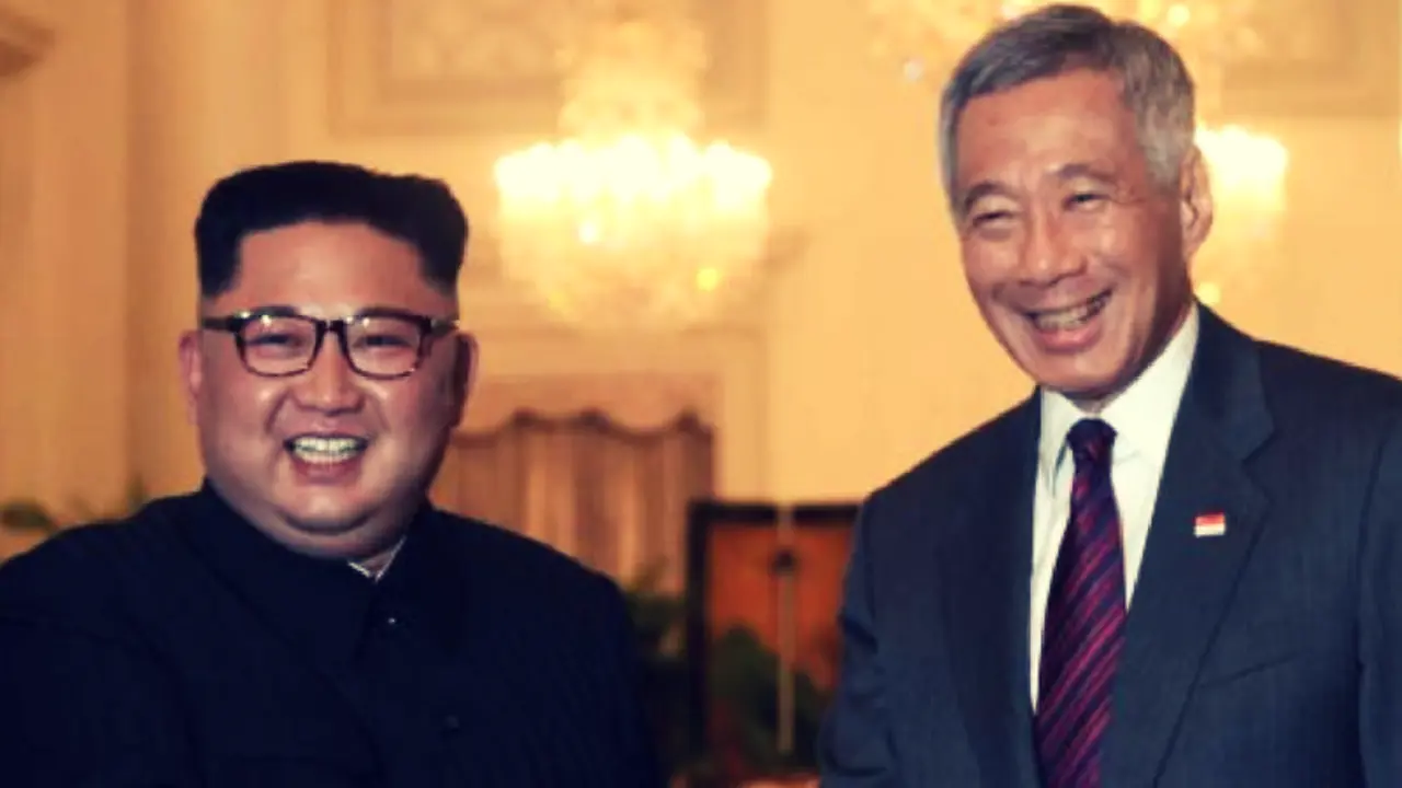 Kim Jong-un, l&iacute;der norcoreano; y Lee Hsien Loong, primer ministro de Singapur. RR SS.